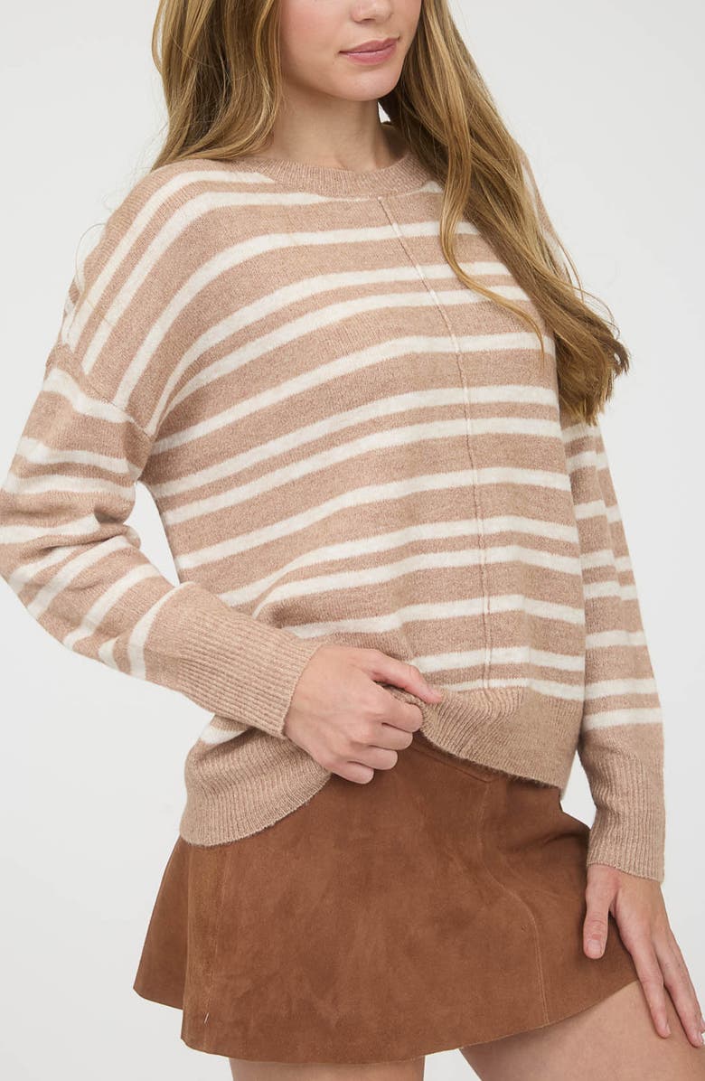 Blu Pepper Stripe Relaxed Fit Sweater, Alternate, color, Taupe