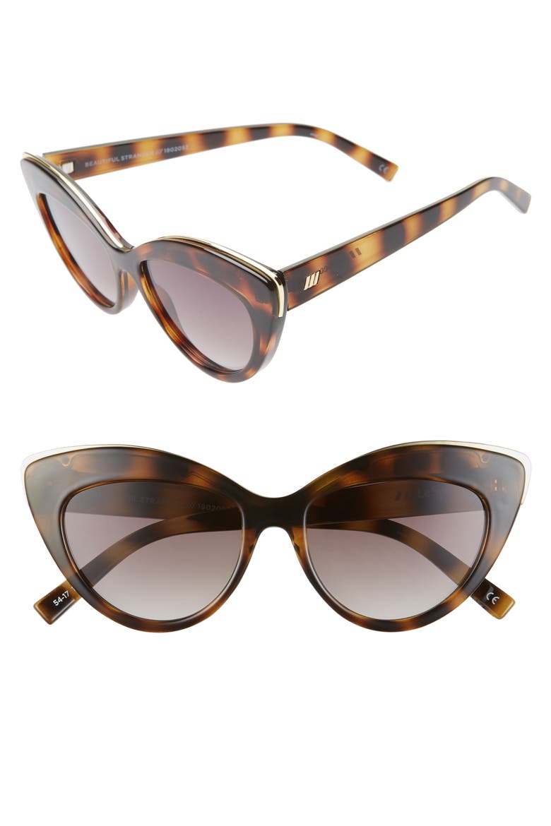 Beautiful Stranger 54mm Polarized Cat Eye Sunglasses, Main, color, TORTOISE