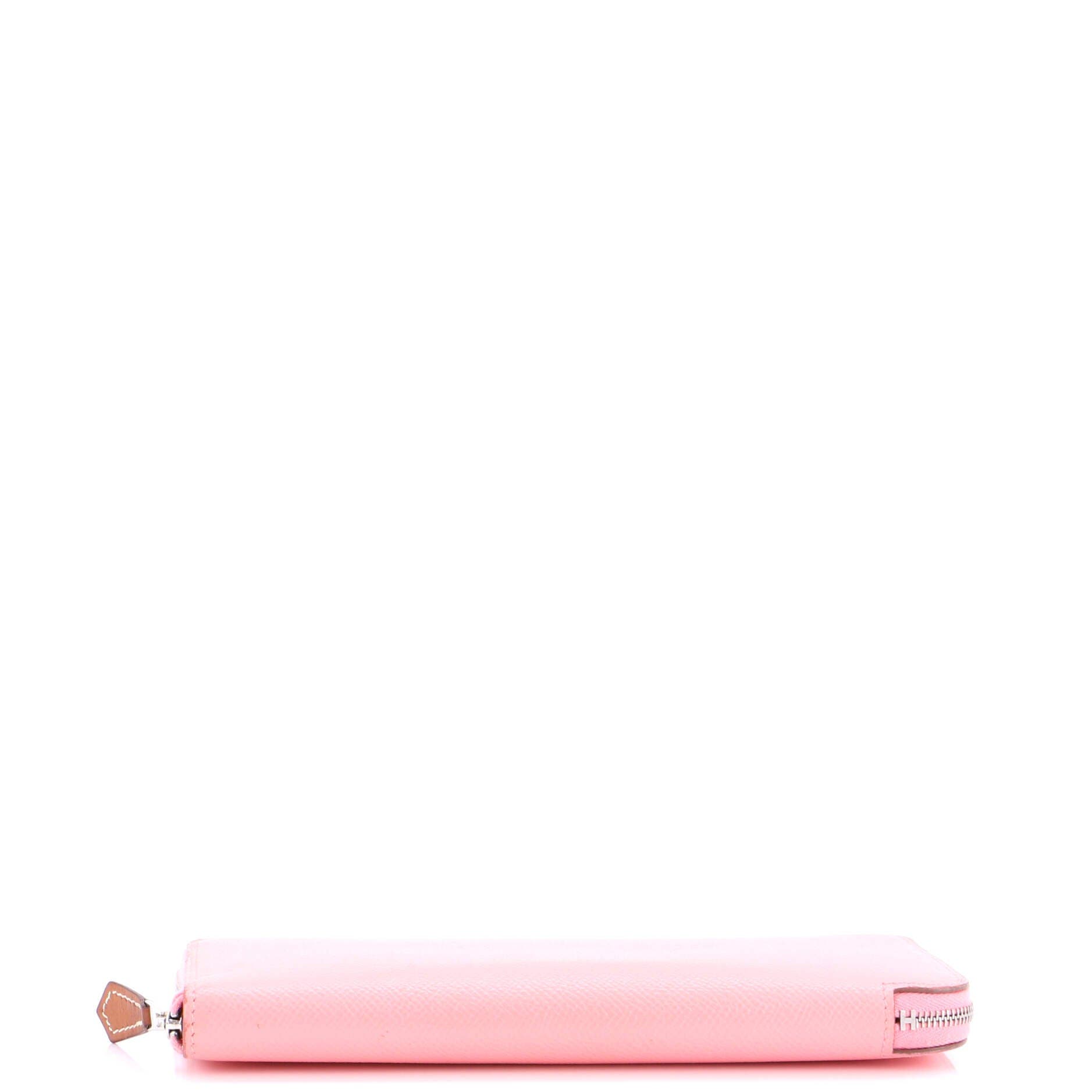 Pre-Owned Hermes Azap Zip Around Wallet Silk'in Epsom Long, Alternate, color, Rose Confetti