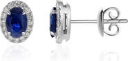 VALANI ATELIER Sapphire & Diamond Halo Stud Earrings
