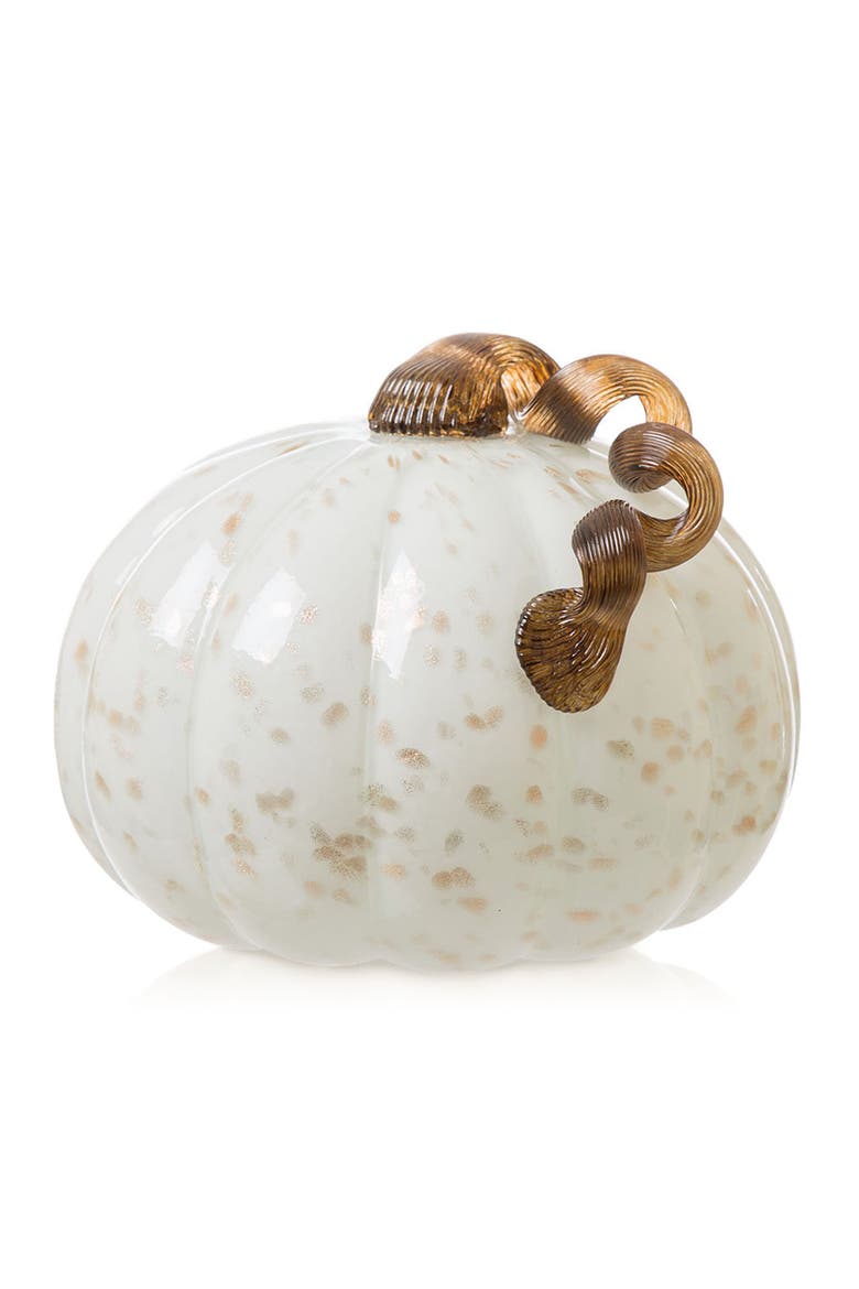 8.5"D Golden White Glass Pumpkin, Main, color, White