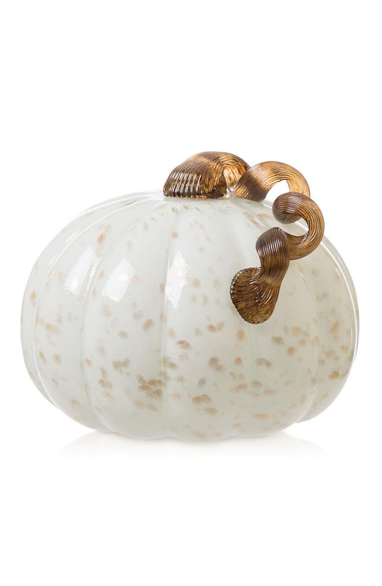 Glitzhome 8.5"D Golden White Glass Pumpkin, Main, color, 