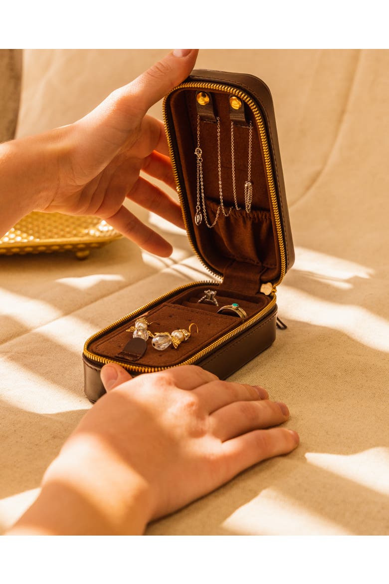 Oblong Genuine Leather Jewelry Box, Alternate, color, Burgundy