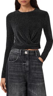 AllSaints Skylar Metallic Twist Front Top