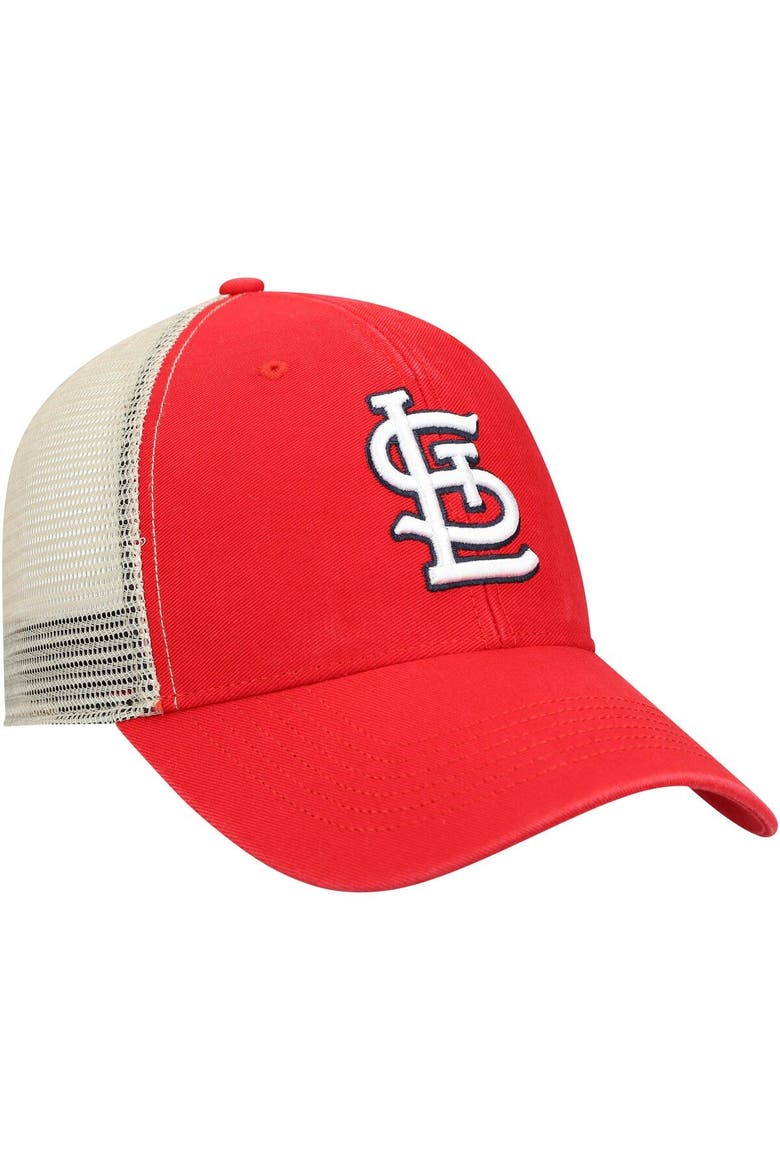 Men's '47 Red/Natural St. Louis Cardinals Flagship Washed MVP Trucker Snapback Hat, Alternate, color, Red
