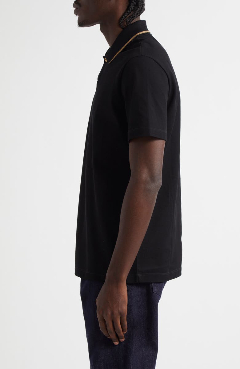 Versace Contrast Trim Cotton Piqué Polo, Alternate, color, Black