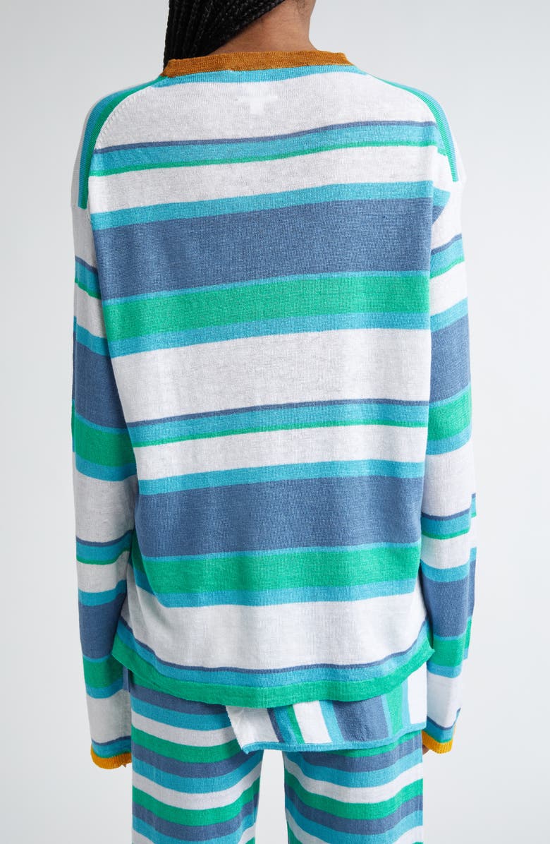 YanYan Embroidered Stripe Linen Sweater, Alternate, color, Denim/ Peppermint/ White Multi