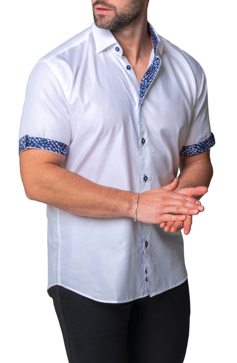 Maceoo Galileo Coup Short Sleeve Cotton Button-Up Shirt, Alternate, color, 