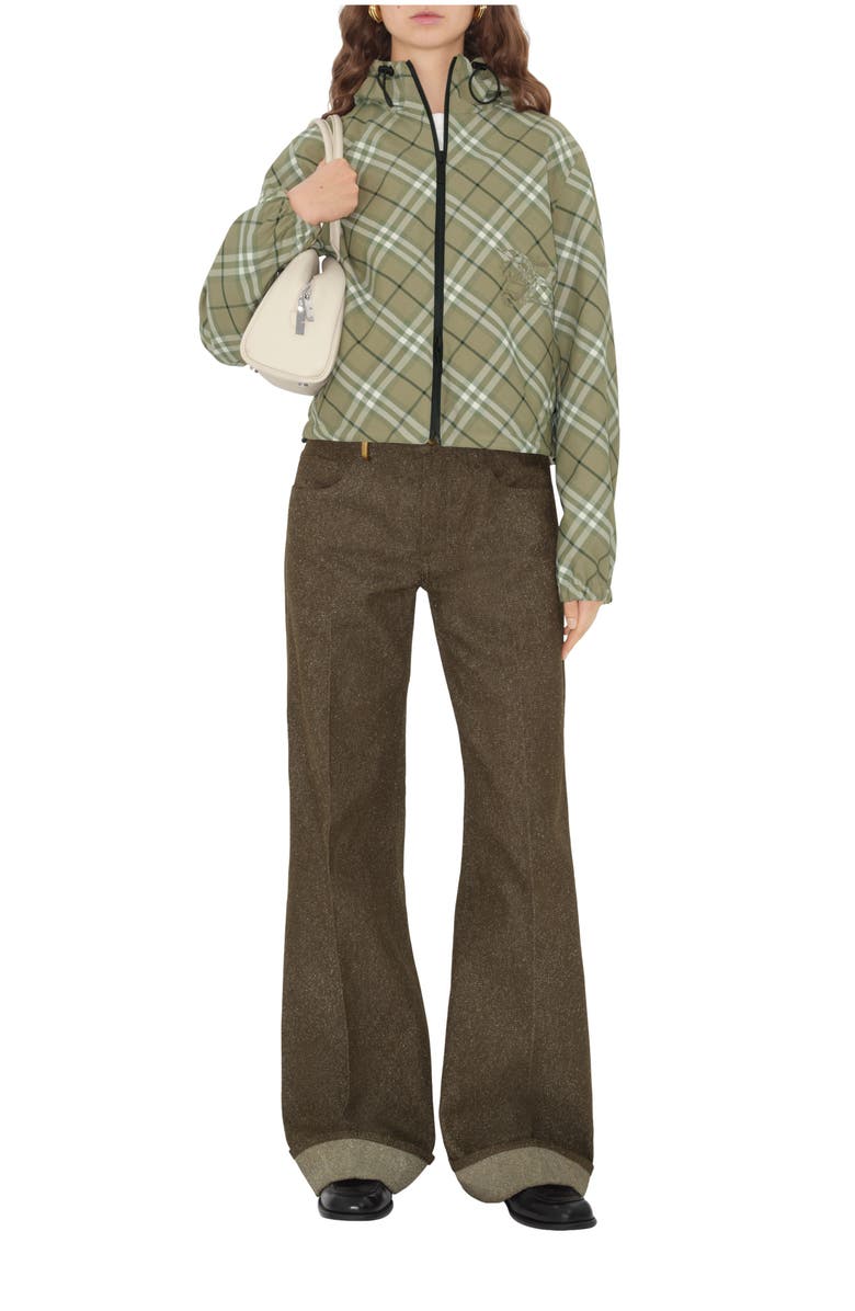 Burberry Cropped Reversible Check Hooded Jacket, Main, color, Skylark