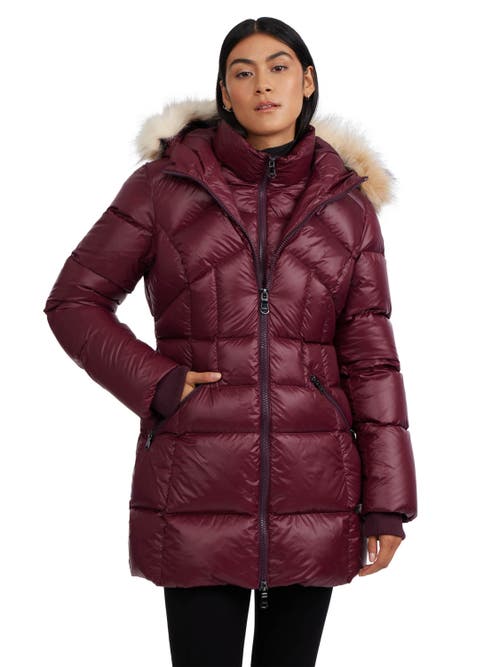 Pajar Women's Ares Fixed Hood Puffer With Fixed Bib In Ox Blood