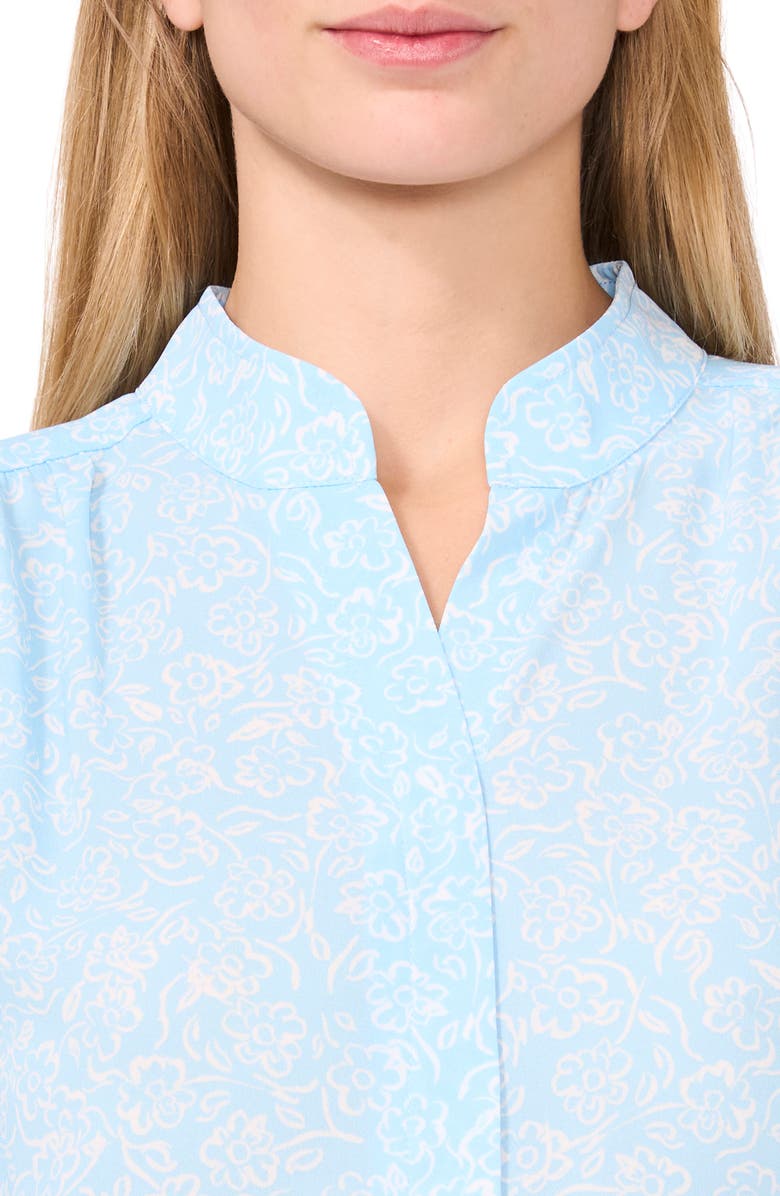 CeCe Printed Puff Sleeve Button-Up Shirt, Alternate, color, Waterfall