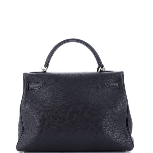 Pre-owned Hermes Hermes Kelly Handbag Black Togo With Brushed Palladium Hardware 32 In Black