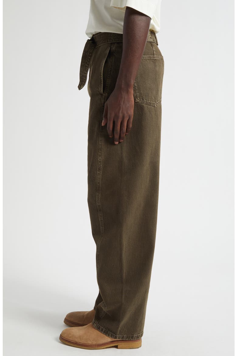 Twisted Belted Jeans, Alternate, color, MOSS GREEN