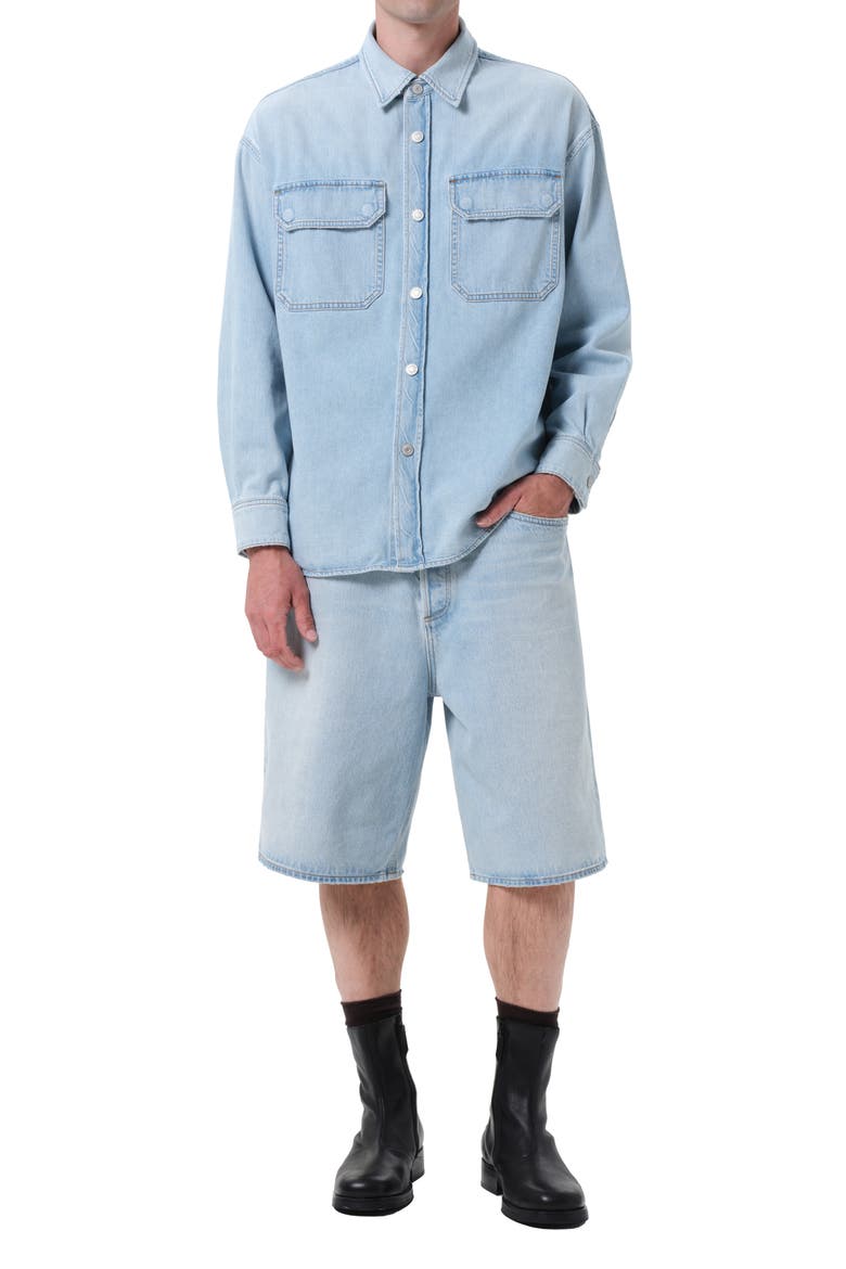 Fusion Slouchy Denim Skater Shorts, Alternate, color, EXTRACT PALE INDIGO