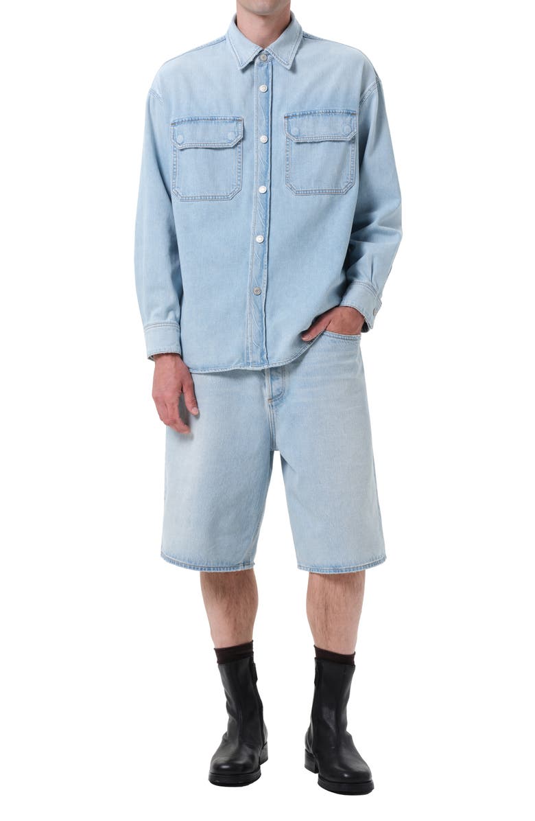 AGOLDE Fusion Slouchy Denim Skater Shorts, Alternate, color, Extract Pale Indigo
