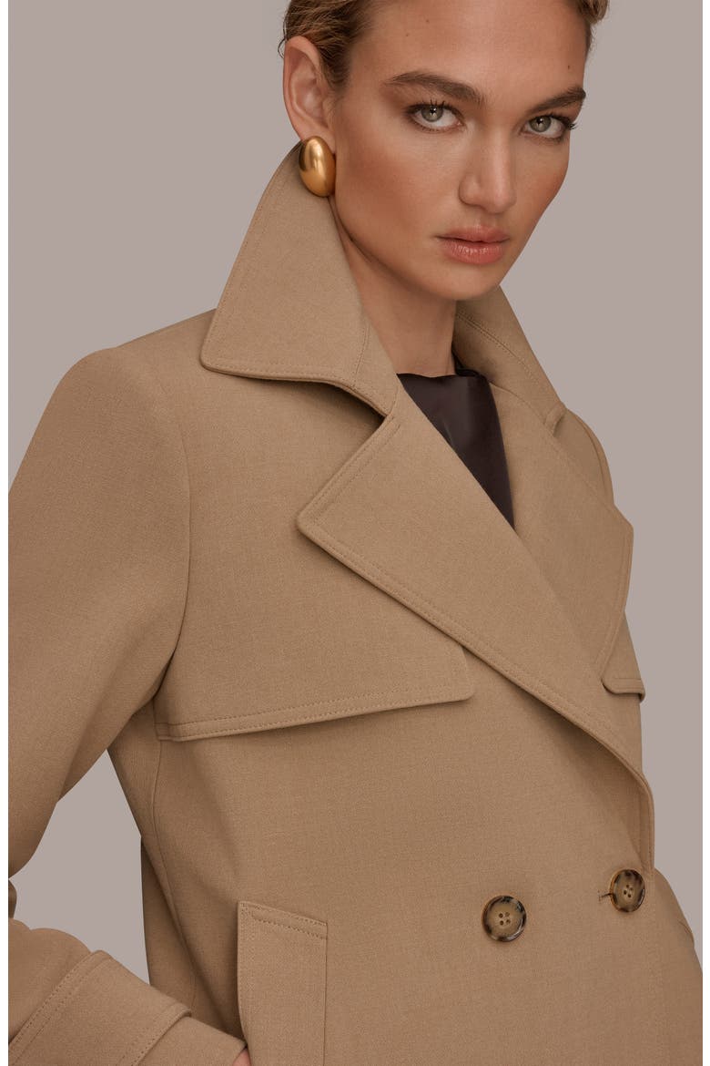 Double Breasted Crepe Coat, Alternate, color, LIGHT CAMEL