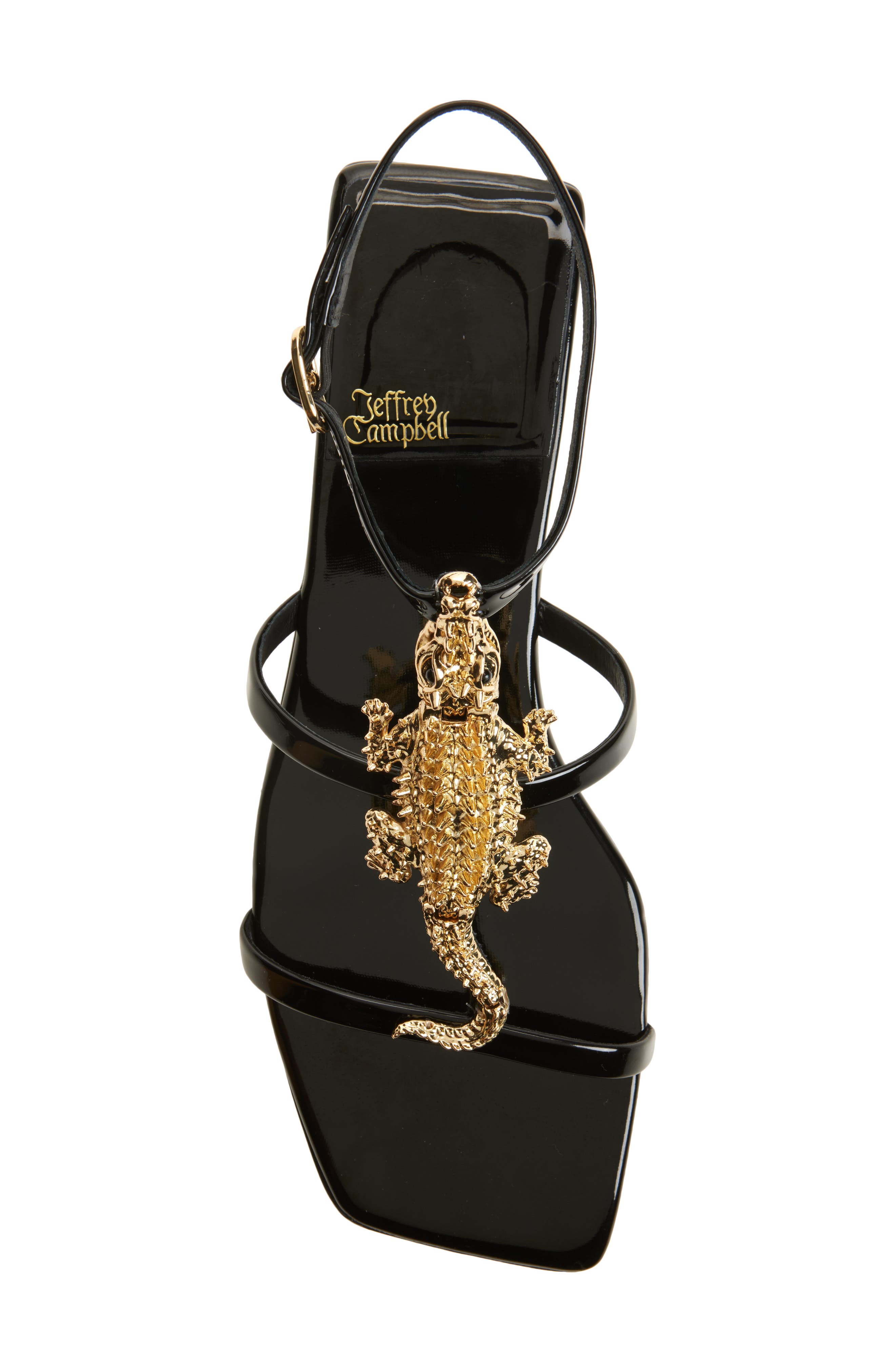 Jeffrey Campbell Reptilian Sandal, Alternate, color, Black Patent Gold