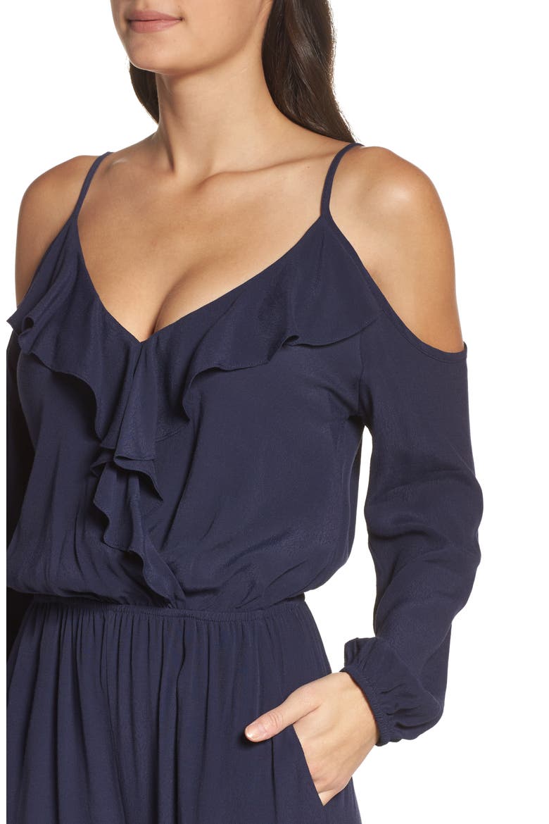 Cold Shoulder Jumpsuit, Alternate, color, NAVY