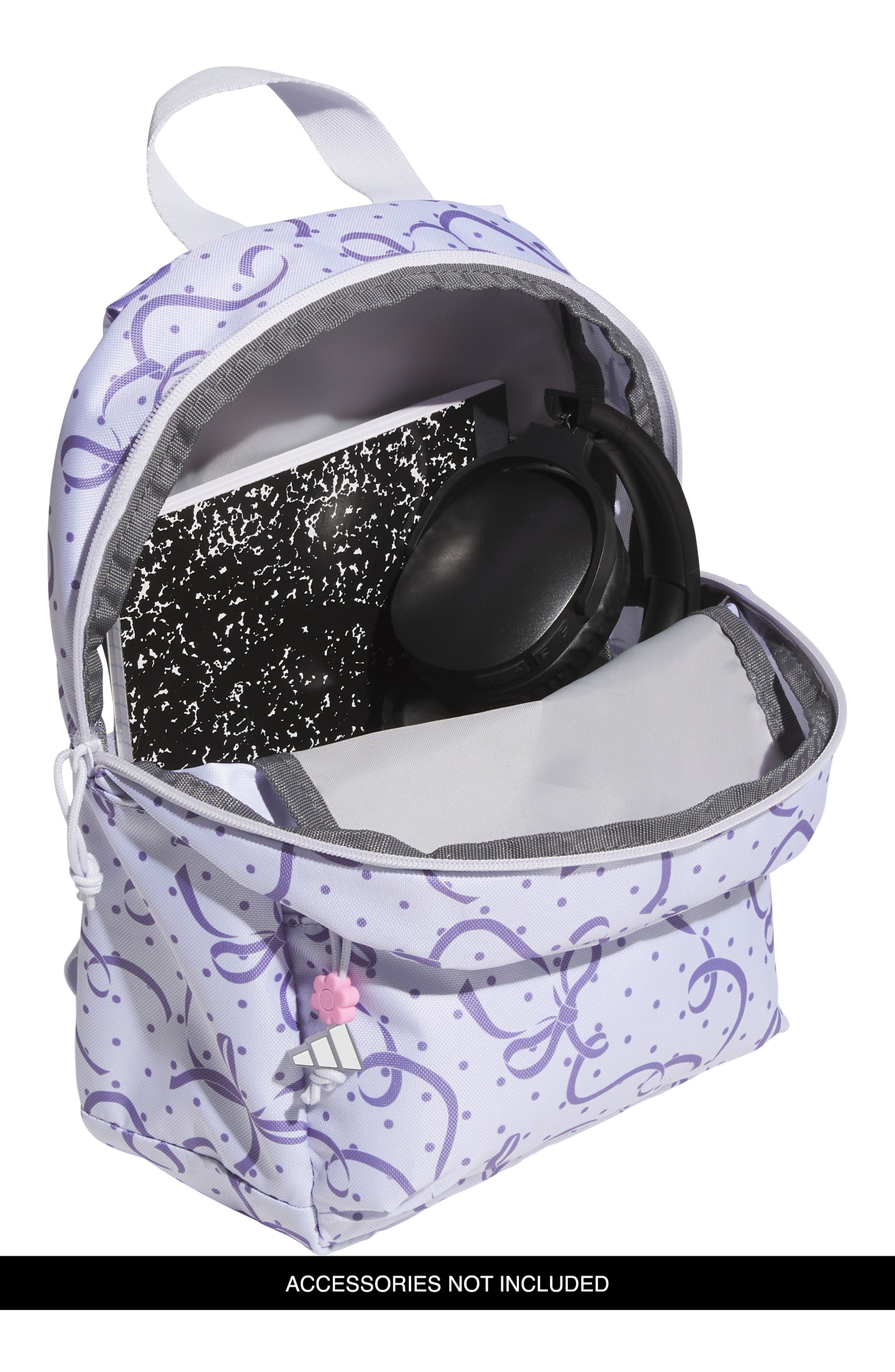 adidas Kids' Gotta Have It Backpack, Alternate, color, Bow Print Purple/ White