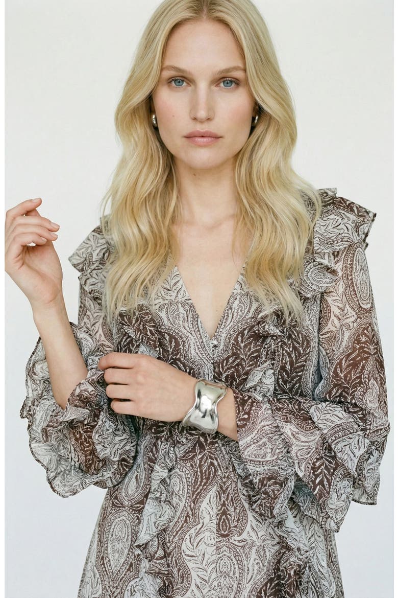 Tara Leaf Print Button Front Longline Cardigan, Alternate, color, SKYWRITING AOPTAMMY