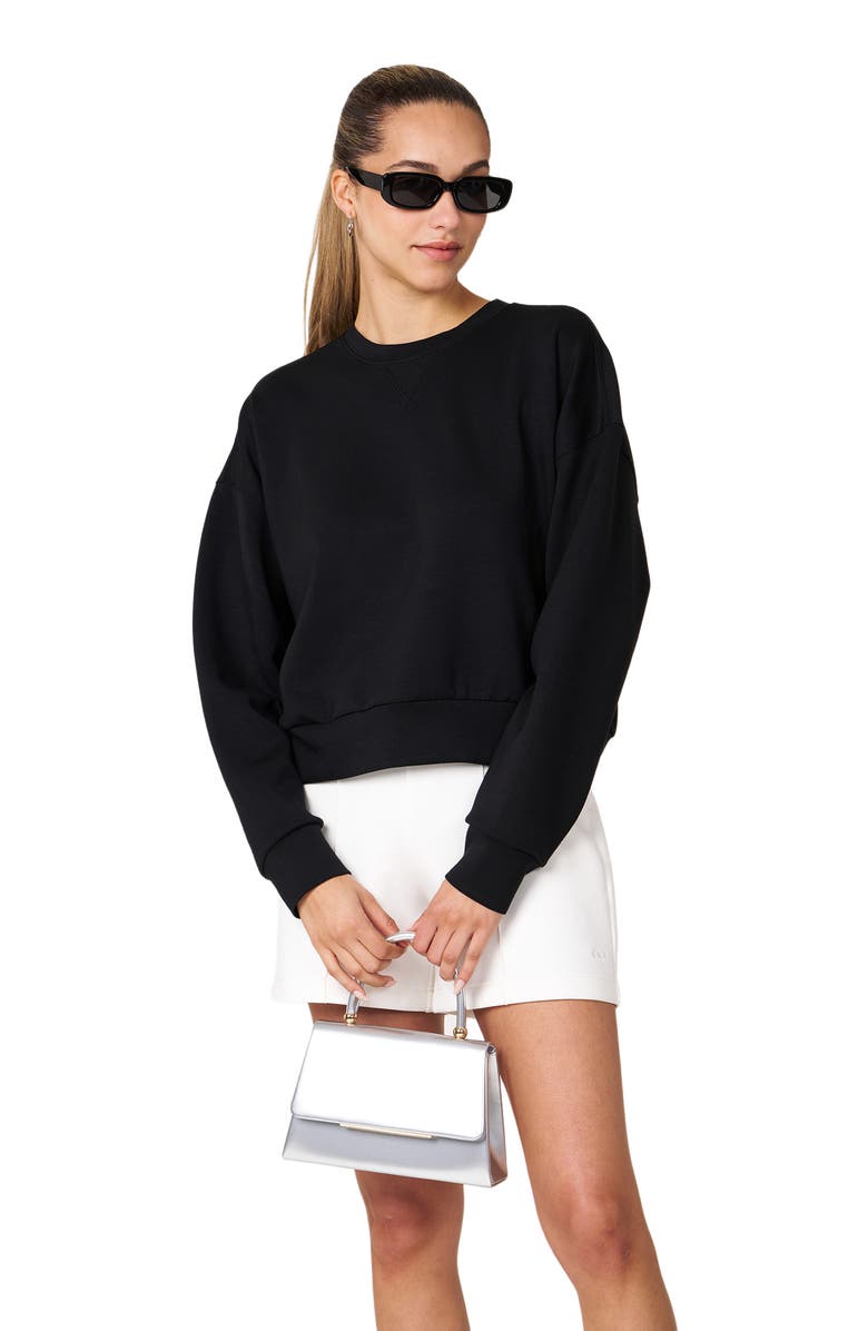 Rebody Active Essential Scuba Knit Crewneck Sweatshirt, Alternate, color, Black