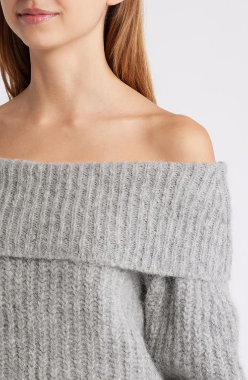 Nation Ltd Serena Off The Shoulder Sweater In Dove Gray Heather
