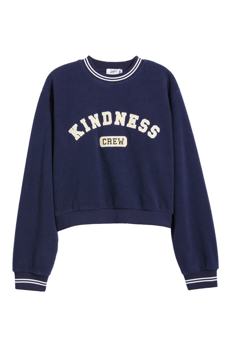 Kindness Crew Teddy Fleece Crewneck Sweatshirt, Alternate, color, NAVY