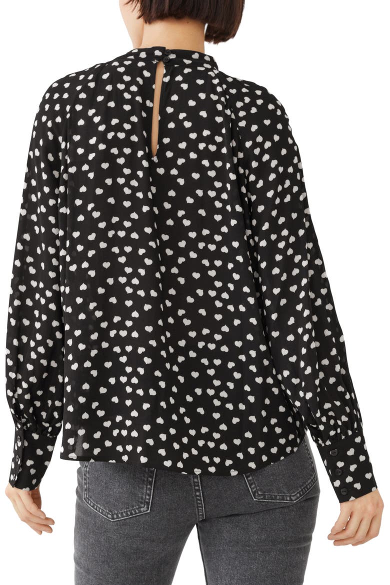 Print Blouse, Alternate, color, BLACK TINY HEART AOP