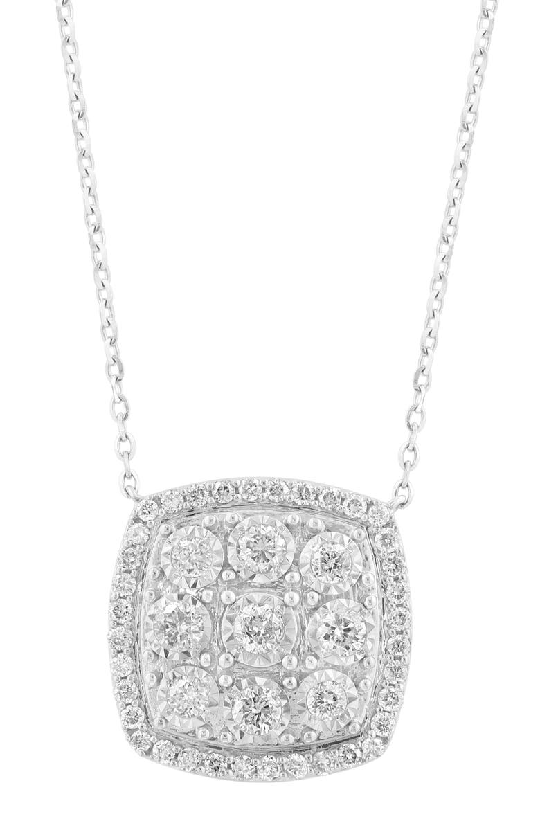 EFFY Sterling Silver Diamond Square Pendant Necklace, Alternate, color, White