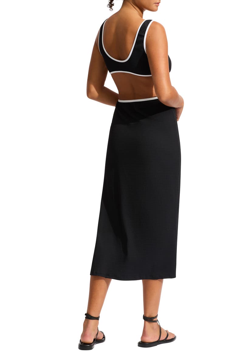 Seafolly Cutout Cover-Up Midi Dress, Alternate, color, Black