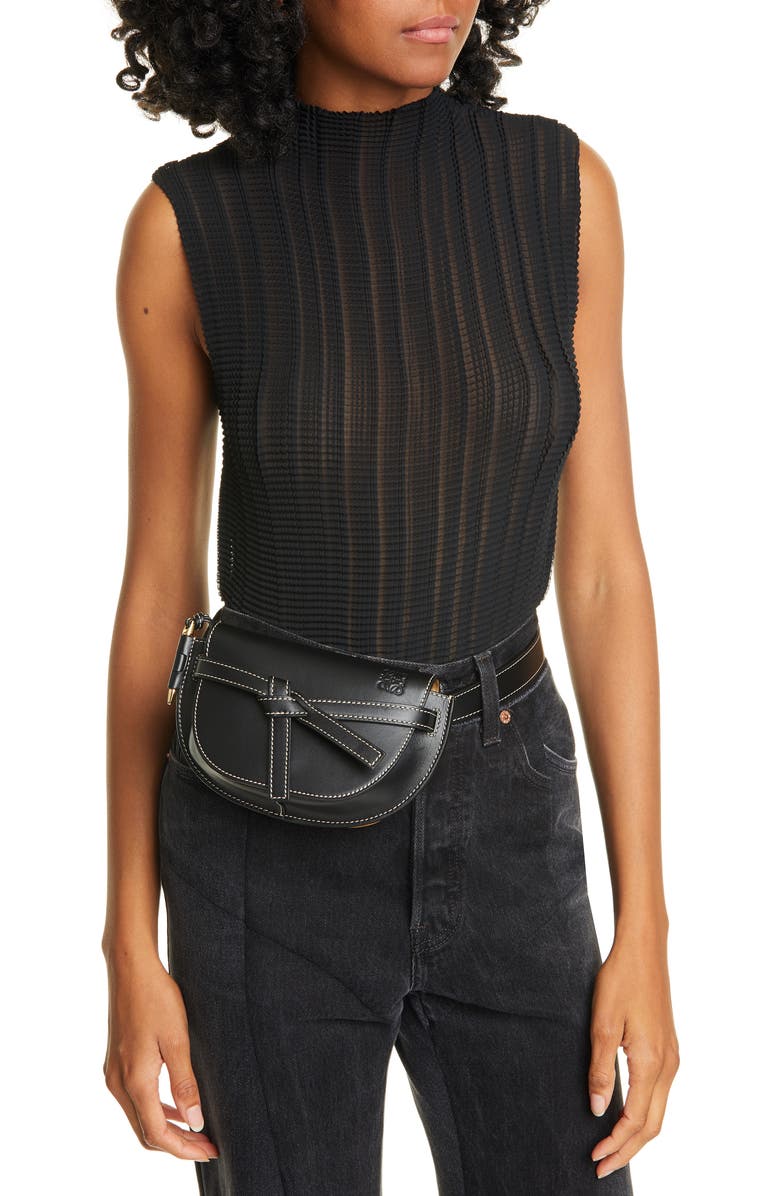 Loewe Mini Gate Calfskin Leather Belt Bag, Alternate, color,