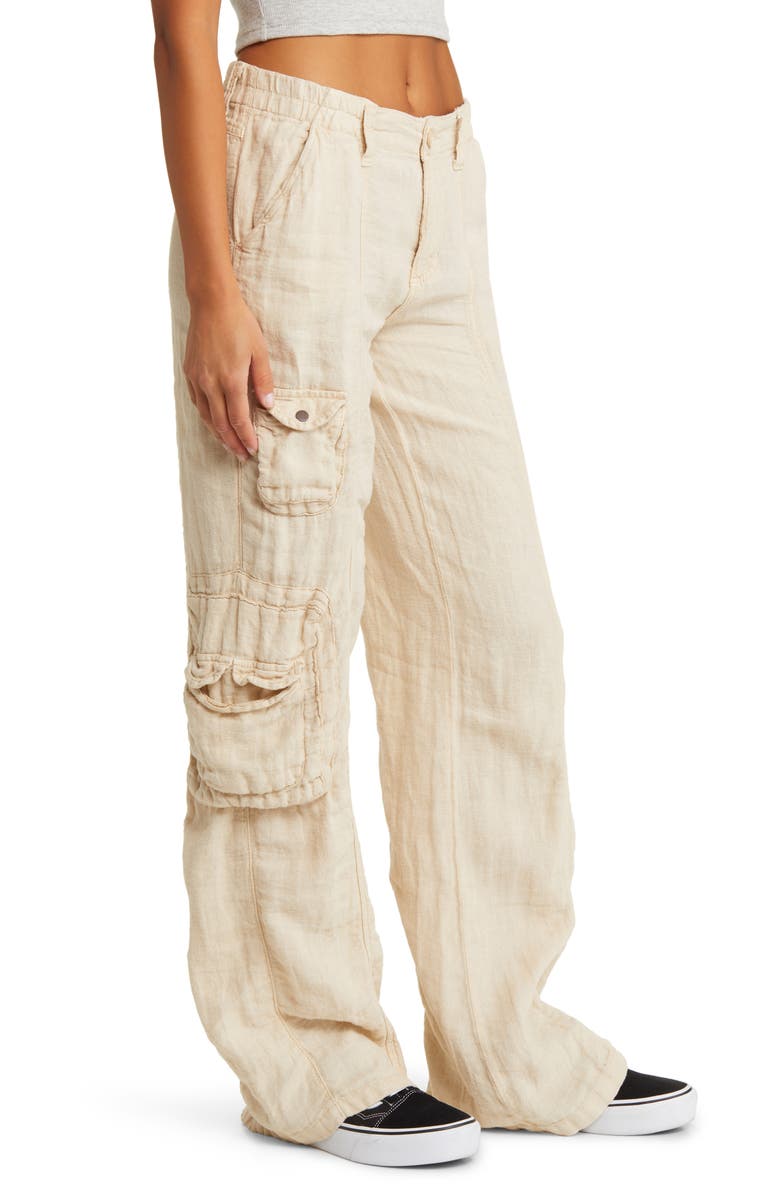 BDG Urban Outfitters Y2K Linen Cargo Pants, Alternate, color,