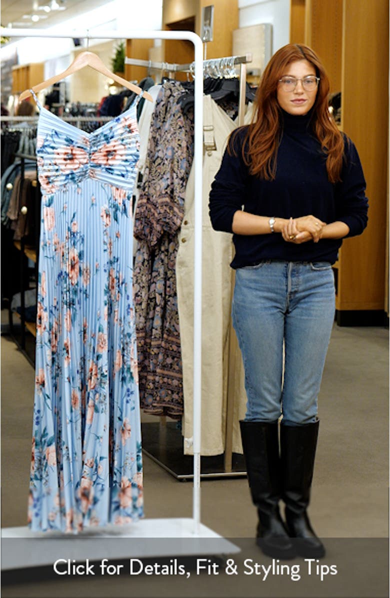 Naira Floral Pleated Maxi Dress, sales video thumbnail