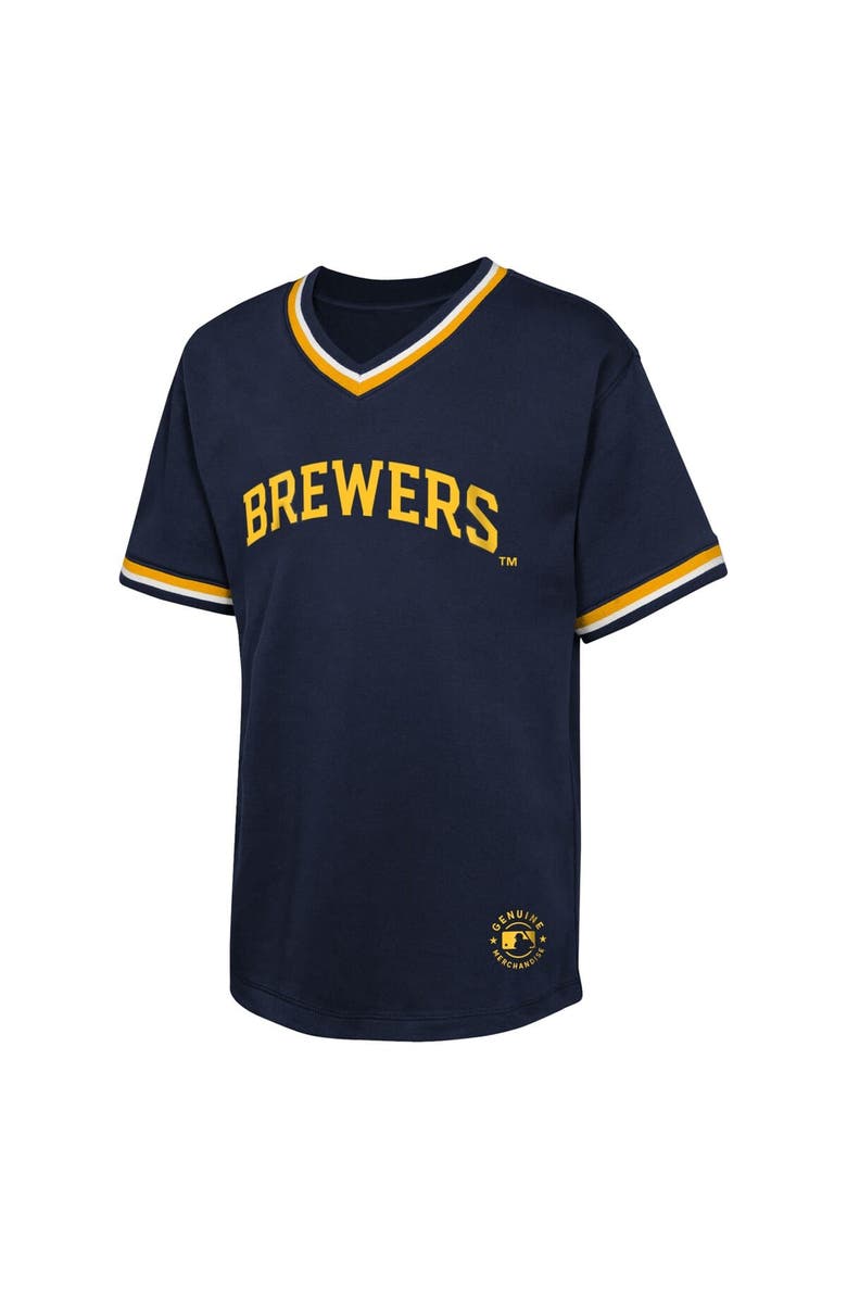 Outerstuff Youth Navy Milwaukee Brewers Relief Pitcher V-Neck T-Shirt, Alternate, color, 