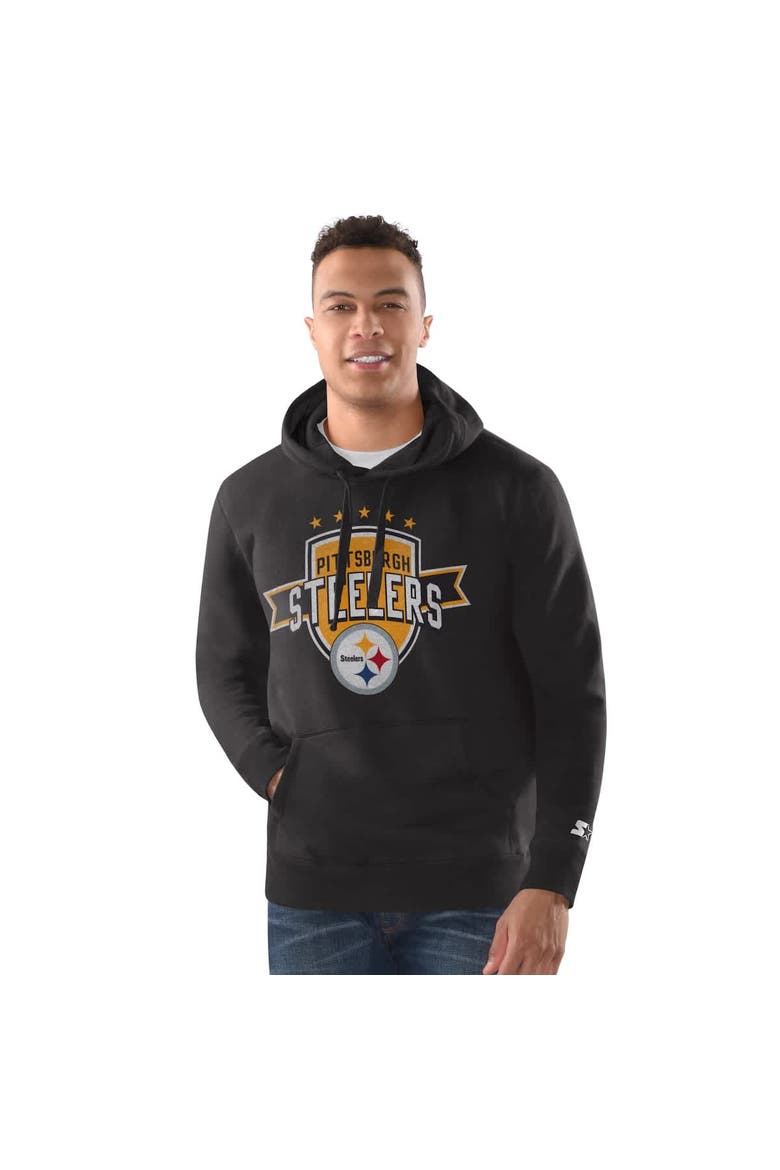 Men's Starter Black Pittsburgh Steelers Vintage Pullover Hoodie, Alternate, color, Black