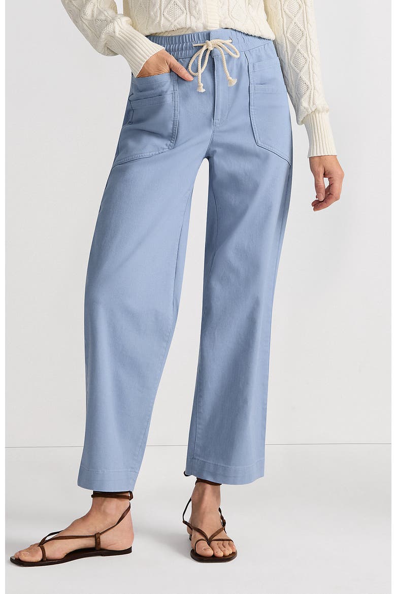 Herringbone Chino High Rise Relaxed Straight Drawstring Ankle Pants, Main, color, Pale Slate Blue