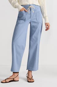 Lands' End Herringbone Chino High Rise Relaxed Straight Drawstring Ankle Pants