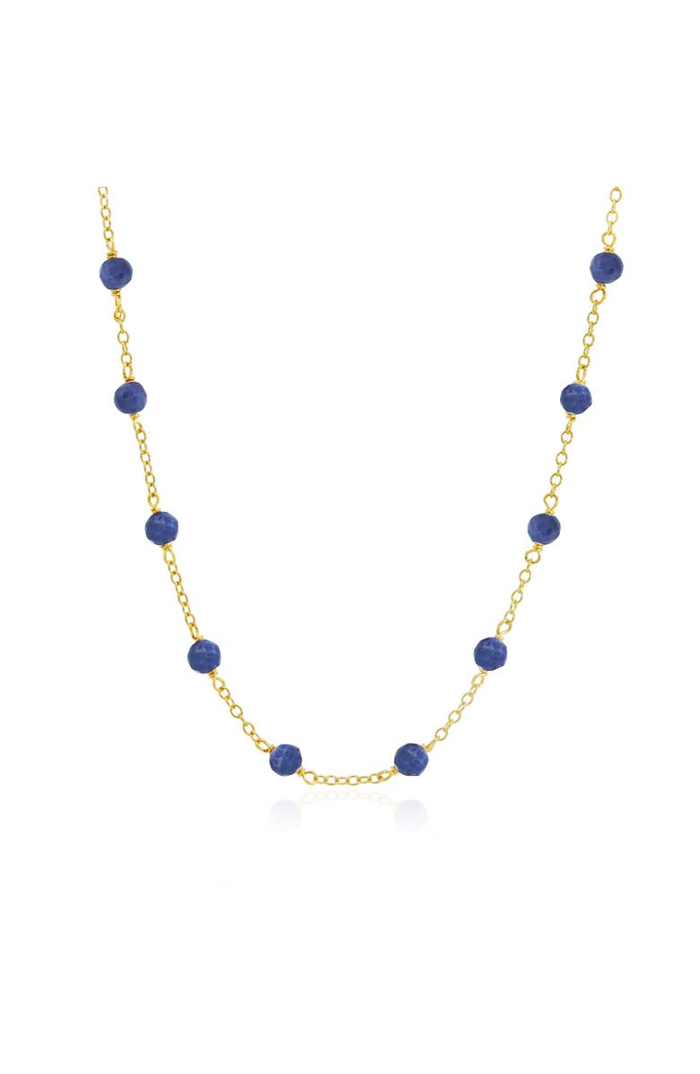 The Lovery Fine Jewelry Blue Sapphire Bead Chain Necklace, Main, color, Blue Sapphire