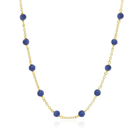 Blue Sapphire Bead Chain Necklace