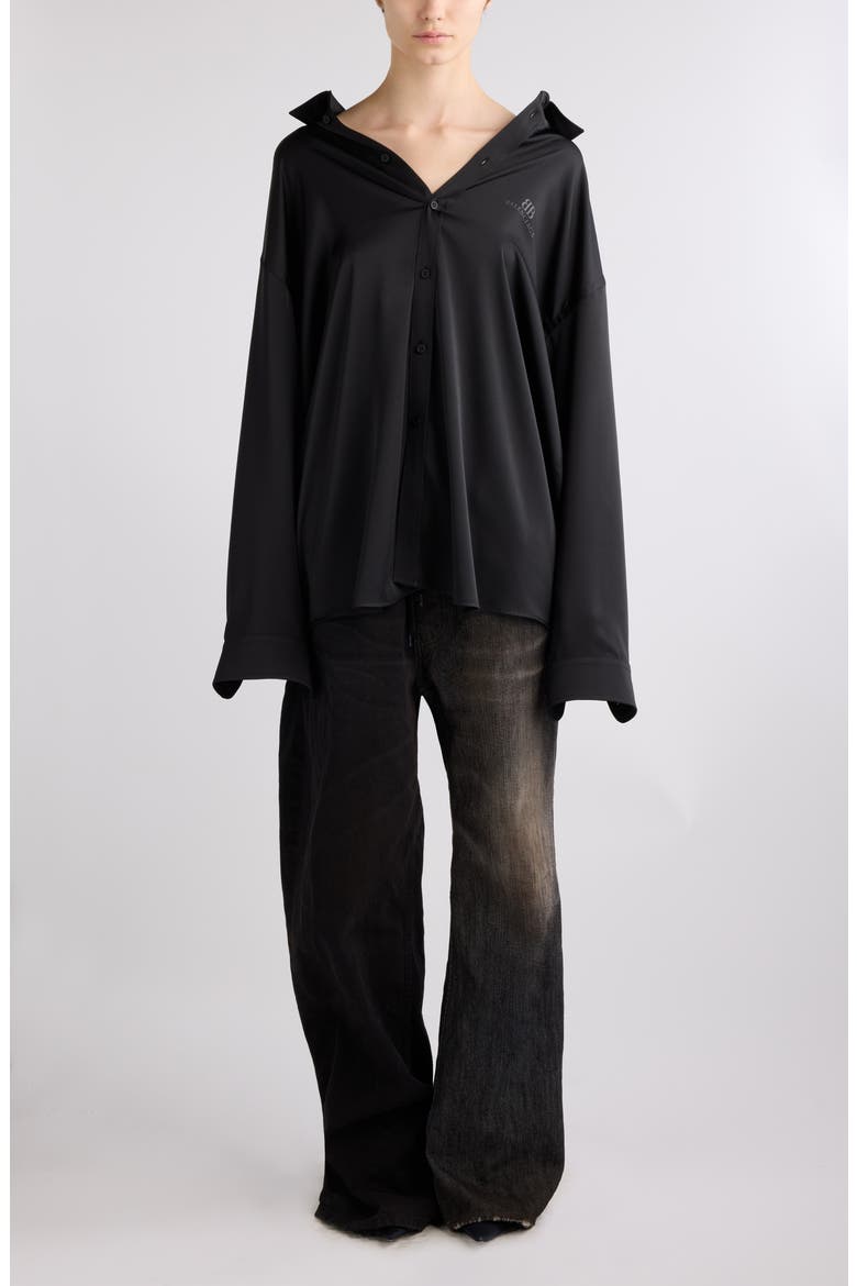 BB Oversize Fluid Twill Button-Up Shirt, Alternate, color, 1000 BLACK