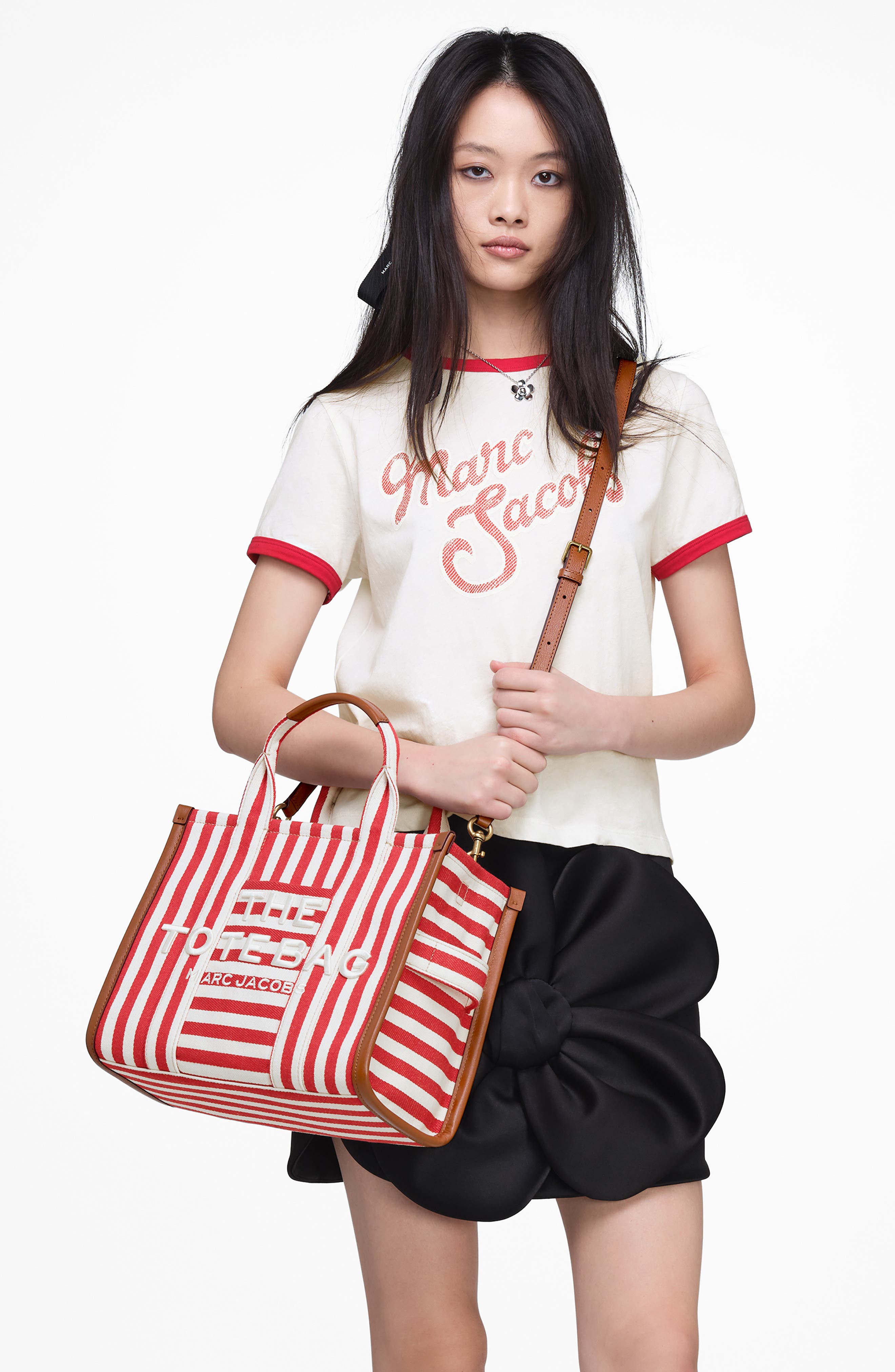 The Stripe Canvas Medium Tote, Alternate, color, TRUE RED MULTI