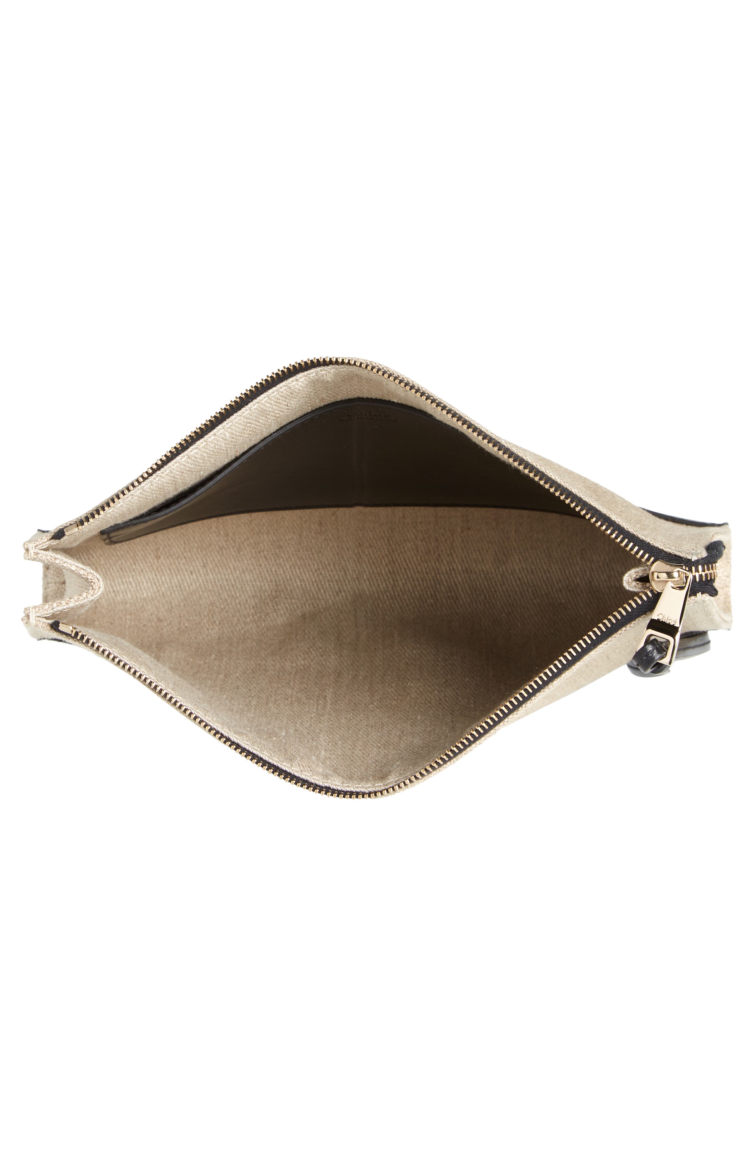 Chloé Sense Linen & Leather Pouch, Alternate, color, 