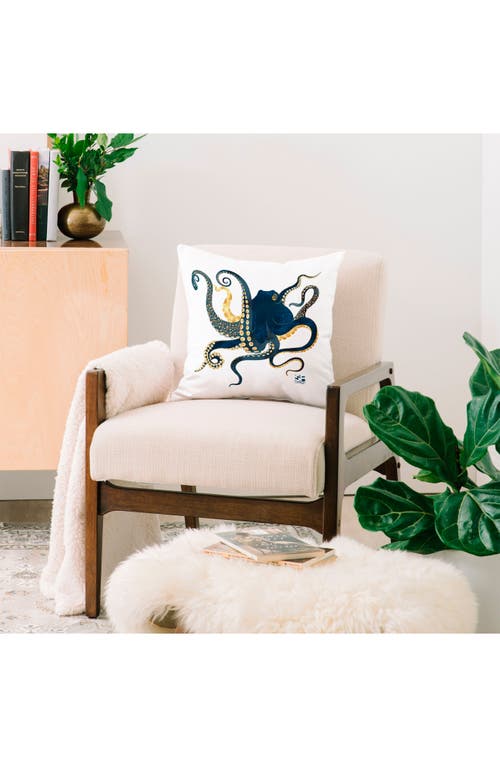 Deny Designs Metallic Octopus Iv Throw Pillow In Blue