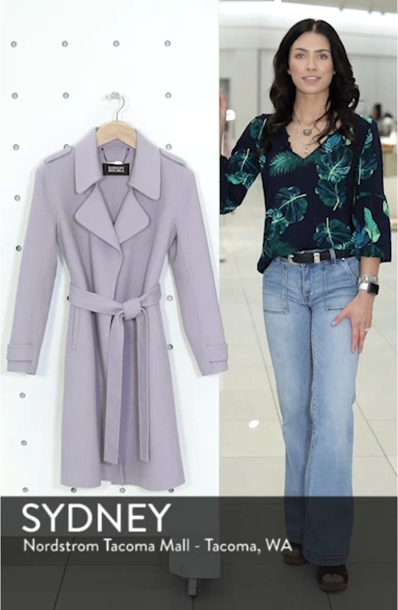 Badgley Mischka Double Face Wool Blend Wrap Front Coat, sales video thumbnail