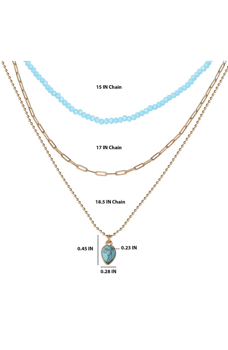 Jessica Simpson Turquoise and Blue-Bead Layered Necklace, Alternate, color, Silver