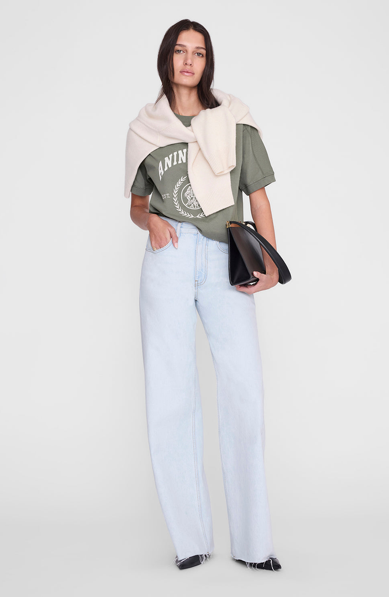 ANINE BING Jaylin Collegiate Tee, Alternate, color, Washed Sage