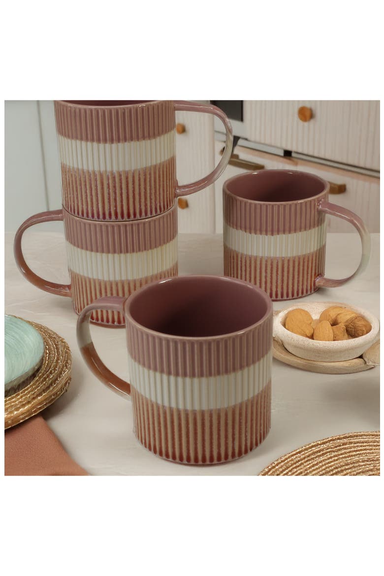 Set of 4 Tricolor Mugs, Alternate, color, MAUVE