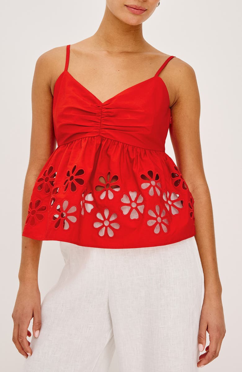 Rails Meru Embroidered Cotton Camisole, Main, color, Scarlet