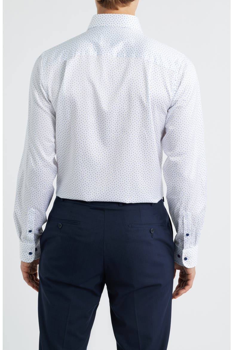 Trim Fit Neat Print Cotton Dress Shirt, Alternate, color, WHITE/ NAVY