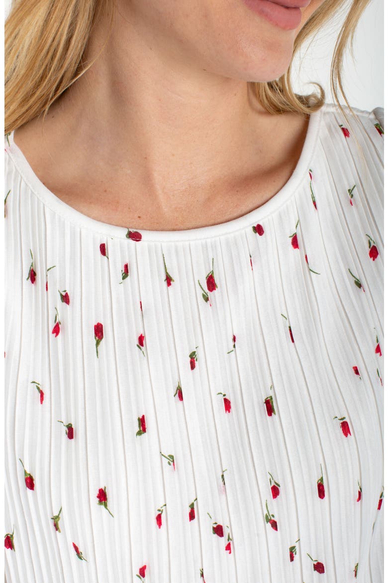 Pleated Flutter Sleeve Top, Alternate, color, WHITE/ RED FLORAL
